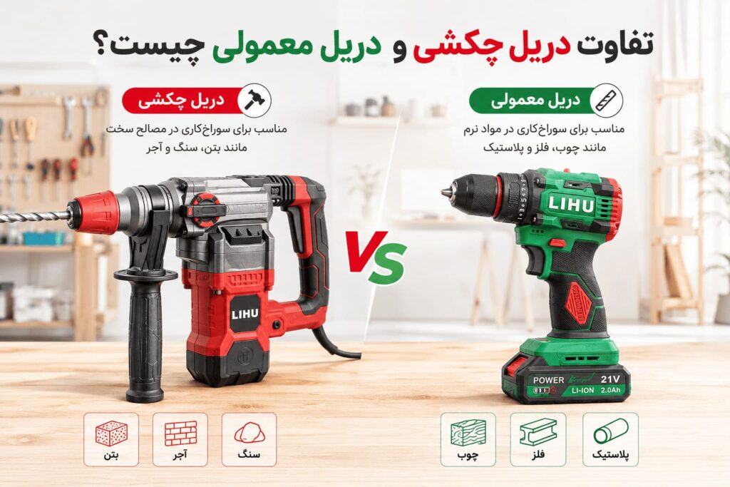 تفاوت دریل چکشی و دریل معمولی